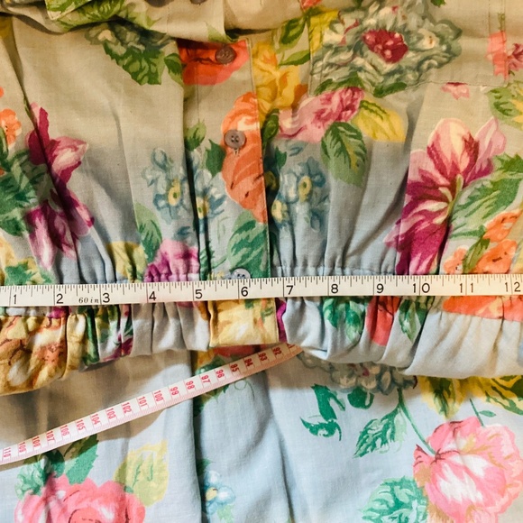 Vintage Petite 6 floral short sleeve belted midi length full skirt  side pockets - Picture 8 of 14